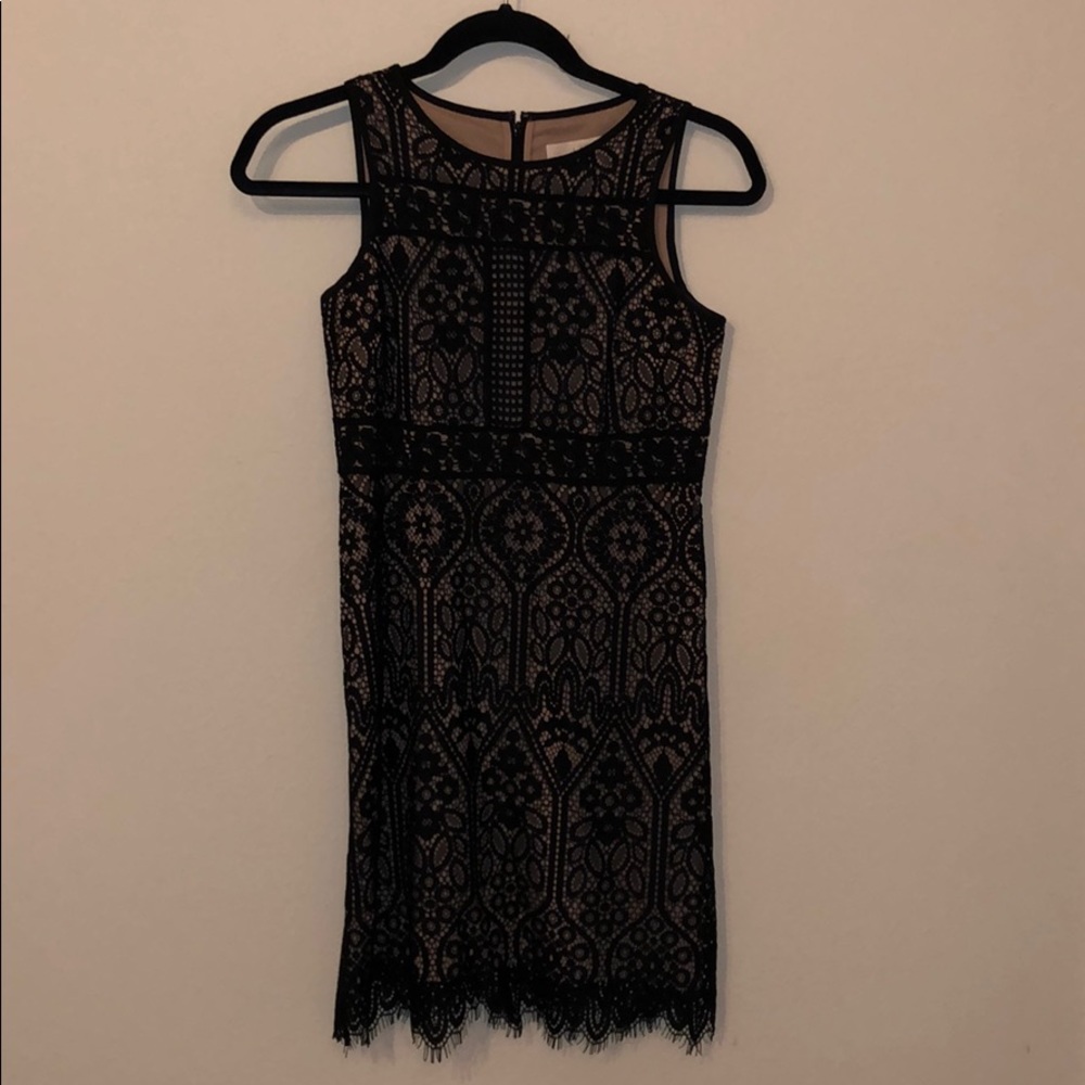 Black and Nude Lace Dress